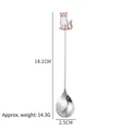 Cuillère à café en acier inoxydable 304 avec manche long décoré d'un chat mignon - Chat assis (E)