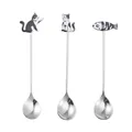 Cuillères créatives en acier inoxydable avec figurines de chat et poisson mignon - Ensemble de 3 cuillères chat et poisson (A) / Lot de 3