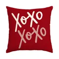 Elegant red Valentine's Day throw pillow cover featuring white and pink XOXO print - 45x45cm (No Insert) / Red XOXO (BZ667)