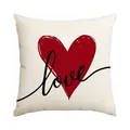 Romantic Valentine's Day pillowcase featuring red heart and Love script design - 45x45cm (No Insert) / Beige Heart Love (BZ669)
