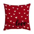 Red Valentine's Day pillow cover with white hearts and black 'love' script design. - 45x45cm (No Insert) / Red Heart Cluster Love (BZ670)
