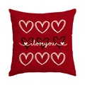 Romantic red Valentine's Day throw pillow cover featuring white hearts and i love you text - 45x45cm (No Insert) / Red I Love You (BZ671)