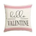 Decorative Valentine's Day throw pillow cover with pink stripes and 'hello Valentine' print - 45x45cm (No Insert) / Beige Pink Stripe Valentine (BZ673)