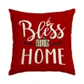 Festive red cushion cover with Bless Our Home print and reindeer motif for home decor - Bless OUR HOME Red Reindeer Style (BZ678) / 45x45cm (No Insert) / Red