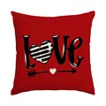 Red Valentine's Day cushion cover with LOVE text and striped heart arrow design. - LOVE Striped Heart Pattern (BZ684) / 45x45cm (No Insert) / Red