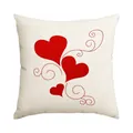 Romantic red hearts patterned linen pillow cover for Valentine's day decoration - 45x45cm (Without Pillow Insert) / Minimalist Heart Swirl (BZ688)