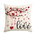 Valentine's Day throw pillow cover with red and pink heart tree and love script - 45x45cm (Without Pillow Insert) / Love Script Heart Tree (BZ690)