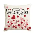 Valentine's Day pillowcase with Happy Valentines Day text and pink red hearts - 45x45cm (Without Pillow Insert) / Happy Valentines Day & Hearts (BZ691)