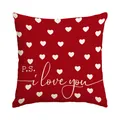 Red Valentine's Day decorative pillow cover with hearts and 'P.S. I love you' text - 45x45cm (Without Pillow Insert) / P.S. I Love You Red Polka Dots (BZ694)