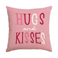 Pink Valentine's Day throw pillow cover with Hugs and Kisses text design. - 45x45cm (No Insert) / Pink HUGS And KISSES (BZ702)
