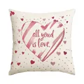 Decorative Valentine's Day cushion cover with pink hearts and 'all youd is love' text - 45x45cm (No Insert) / Beige Watercolor Heart (BZ704)