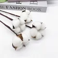 Natural dried cotton flower heads for DIY wreath and rustic Christmas home decoration - Cotton Head With Stick Style / Approx. 7g