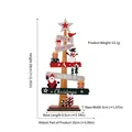Wooden Christmas tree desktop ornament featuring Merry Christmas signs and festive characters - Large Snowman & Santa Christmas Tree