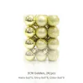 Detailed view of 24pcs 3cm gold Christmas balls in matte, shiny, and glitter - Set of 24 / Gold
