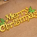 Festive golden Merry Christmas decorative plaque ornament for Christmas tree hanging - 60cm 3D Letter / Gold