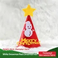 Red felt Christmas hat with white snowman and star topper, festive DIY party accessory. - White Snowman Style / Red