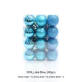 Detailed view of 24pcs 3cm lake blue Christmas balls in matte, glossy and glitter finishes - Set of 24 / Lake Blue