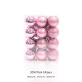 Detailed view of 24pcs 3cm pink Christmas balls in matte, shiny, and glitter finishes - Set of 24 / Pink
