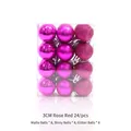Set of 24 rose red 3cm Christmas ornaments in shiny, matte, and glitter finishes - Set of 24 / Rose Red