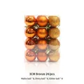 Set of 24 bronze Christmas ornaments featuring matte, shiny, and glitter finishes - Set of 24 / Orange