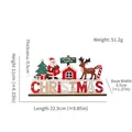 Handcrafted wooden Christmas tabletop ornament featuring Santa Claus and reindeer icons - 331-Santa Reindeer House / HX Wood Ornament / Santa Reindeer House