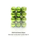 Pack of 24 fruit green 3cm Christmas ornaments in matte, shiny, and glitter finishes - Set of 24 / Fruit Green