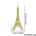 Golden glitter Eiffel Tower Christmas pendant ornament shown with 15.5cm height dimension - 1 Piece / Gold