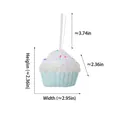 Glitter macaron color cupcake Christmas ornament with detailed size specifications - Cupcake / Dreamy Blue