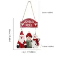 Red and green wooden Christmas hanging plaque with Santa, snowman and child figures - Santa Boy Snowman Style (323)