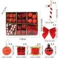 Set de 24 adornos navideños con bolas rojas y lazos en caja de papel kraft - Caja Pequeña de Kraft Juego de 24 Piezas / Rojo