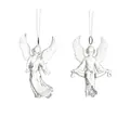 Pair of transparent acrylic angel ornaments for Christmas tree decoration 9.5cm - 9cm Female Angel (2 Pieces) / 2 Pcs/Set