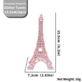 Pink glitter Eiffel Tower Christmas ornament, 15.5cm tall, festive hanging decoration - 1 Piece / Pink