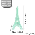 Light green glitter Eiffel Tower Christmas ornament 15.5cm decorative model - 1 Piece / Green