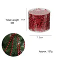 5M red Christmas plastic bead garland string for festive holiday tree decoration - 8mm Bead Chain (5m Long) / Red