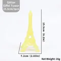 Yellow glitter Eiffel Tower Christmas ornament model for holiday window decoration - 1 Piece / Yellow