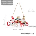 Wooden Christmas hanging sign with Santa and gifts, 20.5cm festive door decoration - Santa Gift Box Letter Style (317)