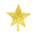 Detail of golden hollow iron wire Christmas tree topper star - Gold