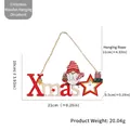 Wooden Christmas door hanging sign with 'Xmas' text and gnome decoration, 21x10cm - Xmas Gnome Pentagram Style (316)