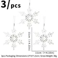 Set of 3 white acrylic snowflake ornaments for Christmas tree decor - 11cm Corn Snowflake (3 Pieces)