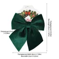 Large green velvet Christmas bow decoration for trees and wreaths with size details - 1 Piece/Pack (15*20cm) / Christmas Green
