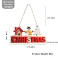 Wooden Christmas door hanging sign with snowman and house decor, measures 21x11cm - Snowman Cabin Letter Style (318)