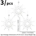 Set of 3 clear acrylic snowflake ornaments with 4.72-inch diameter - 12cm Sun Snowflake (3 Pieces)
