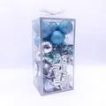 32pcs blue and silver Christmas ornament set in tall clear gift box for holiday decor - Silver & Blue Set / 32 Pcs Set