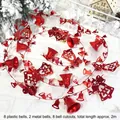 Detail showing 2m Christmas bell chain with 8 plastic bells and 2 iron bells in red - 4.5cm Diameter 2m Length / Red