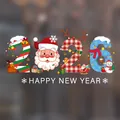Festive 2026 Christmas window static sticker featuring Santa Claus and snowman motifs - 2026 Christmas New Year Static Sticker (HYC-020) / 50x70cm