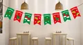 Christmas bunting banner with red and green flags for festive holiday wall decoration - Square Flag B-1