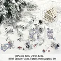 Silver Christmas bell garland with plastic and iron bells for holiday decoration - 4.5cm Diameter 2m Length / Silver
