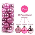 Set of 24 pink Christmas ornaments featuring glitter, matte, and shiny electroplated finishes. - 3cm 24Pcs Set / Pink