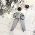Elegant silver glitter Christmas bow decoration for tree ornaments and wreath decor - 12CM Width / Silver