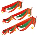 Festive Christmas wavy garland flags with golden bells for holiday party decorations - Snowflake Wave Flag / SP: 1m (With Balls & Swallowtail) Approx 90g